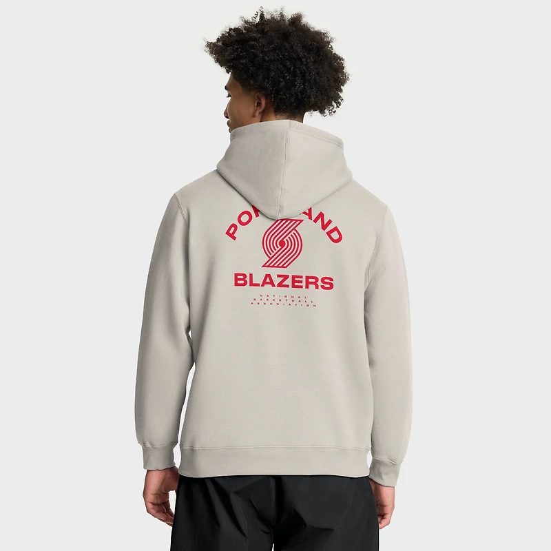 Men's Fanatics Off White Portland Trail Blazers Crossover Collection Blocked Shot Premium Pullover Hoodie