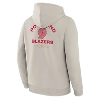Men's Fanatics Off White Portland Trail Blazers Crossover Collection Blocked Shot Premium Pullover Hoodie