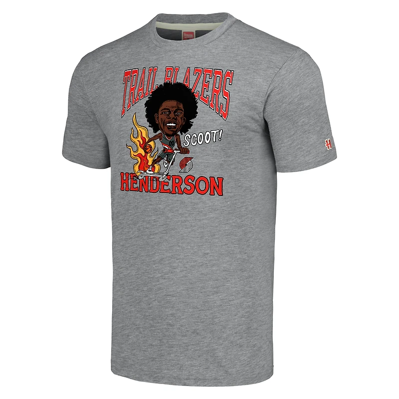 T-shirt tri-mélange Caricature Hommage Scoot Henderson gris Portland Trail Blazers pour hommes