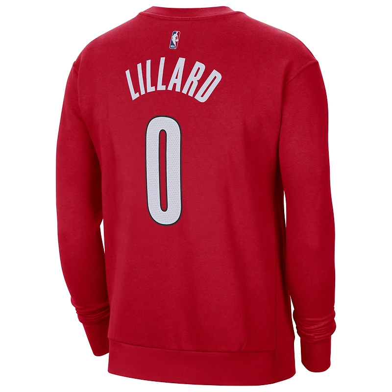 Sweat-shirt Jordan Brand Damian Lillard rouge pour homme Portland Trail Blazers avec nom et numéro