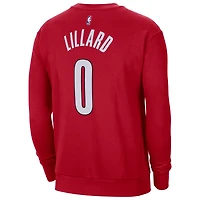 Sweat-shirt Jordan Brand Damian Lillard rouge pour homme Portland Trail Blazers avec nom et numéro