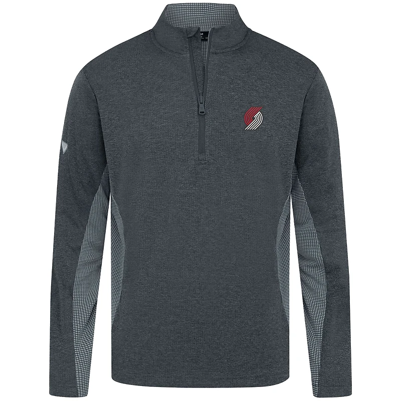 Haut à fermeture éclair quart de tour gaufré Insignia 2.0 noir chiné pour homme des Portland Trail Blazers