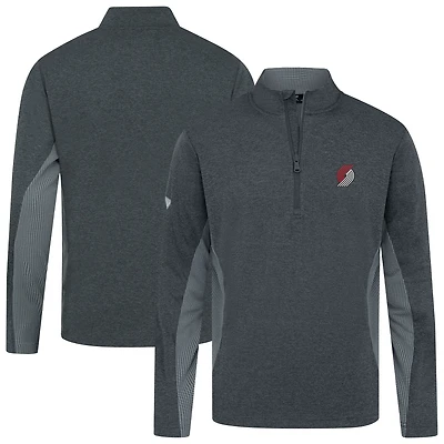 Men's Levelwear Heather Black Portland Trail Blazers Waffle Insignia 2.0 Quarter-Zip Top