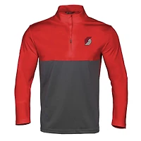 Haut à fermeture éclair quart de tour rouge/noir pour homme des Portland Trail Blazers Pursue Levelwear