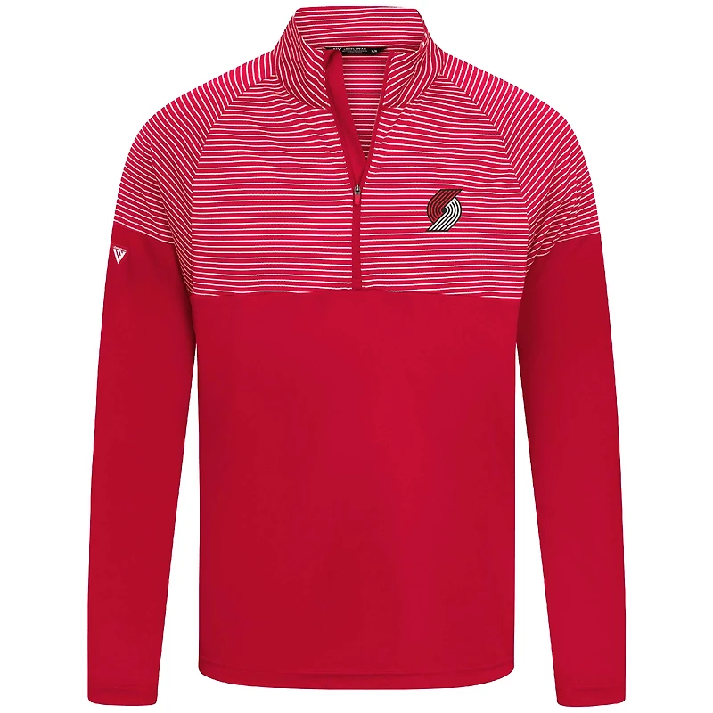 Men's Levelwear Red Portland Trail Blazers Classic Stripes Quarter-Zip Top