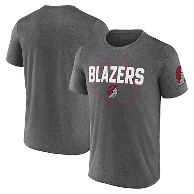 Men's Logo Athletic Heather Charcoal Portland Trail Blazers Block Practice Performance T-Shirt