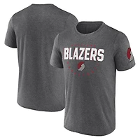 Men's Logo Athletic Heather Charcoal Portland Trail Blazers Block Practice Performance T-Shirt