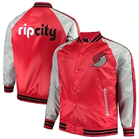 Majestic Red Portland Trail Blazers Big & Tall Veste légère en satin à boutons-pression pour hommes