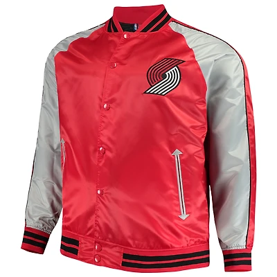 Majestic Red Portland Trail Blazers Big & Tall Veste légère en satin à boutons-pression pour hommes