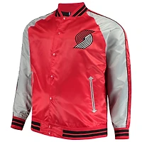 Majestic Red Portland Trail Blazers Big & Tall Veste légère en satin à boutons-pression pour hommes