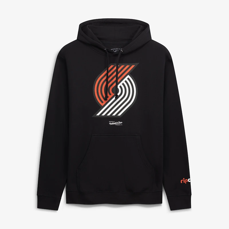 Sweat à capuche polaire noir Mitchell & Ness Portland Trail Blazers pour homme