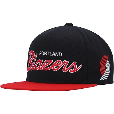 Casquette pour homme Mitchell & Ness Portland Trail Blazers Hardwood Classics MVP Team Script 2.0 Snapback noire
