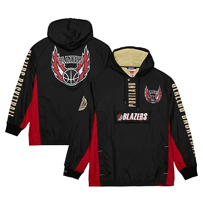 Veste coupe-vent anorak noire à logo vintage des Portland Trail Blazers Team OG 2.0 de Mitchell & Ness pour homme, avec fermeture éclair quart tour