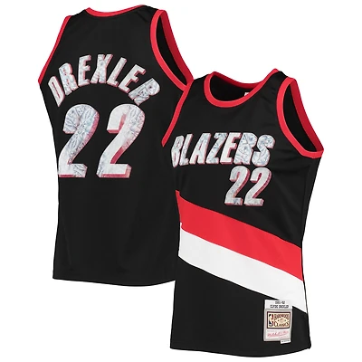 Men's Mitchell & Ness Clyde Drexler Black Portland Trail Blazers 1991/92 Hardwood Classics NBA 75th Anniversary Diamond Swingman Jersey
