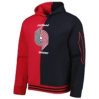Men's Mitchell & Ness Red/Black Portland Trail Blazers Hardwood Classics Split Pullover Hoodie