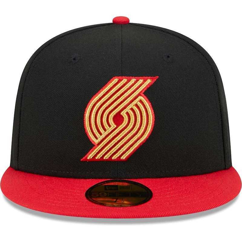 Men's New Era Black/Red Portland Trail Blazers Gameday Gold Pop Stars 59FIFTY Fitted Hat