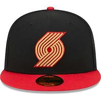 Men's New Era Black/Red Portland Trail Blazers Gameday Gold Pop Stars 59FIFTY Fitted Hat