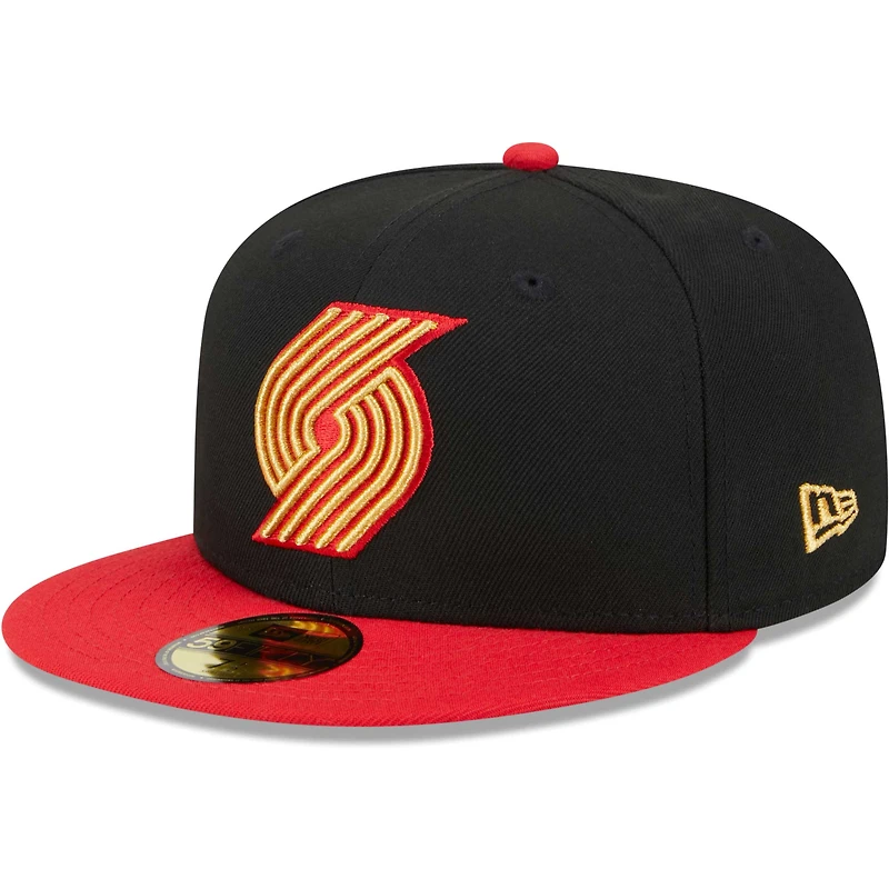 Men's New Era Black/Red Portland Trail Blazers Gameday Gold Pop Stars 59FIFTY Fitted Hat