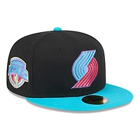 Casquette ajustée 59FIFTY Portland Trail Blazers Arcade Scheme New Era pour hommes, noir/turquoise