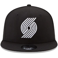 Men's New Era Black Portland Trail Blazers Black & White Logo 9FIFTY Adjustable Snapback Hat