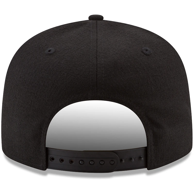 Men's New Era Black Portland Trail Blazers Black & White Logo 9FIFTY Adjustable Snapback Hat