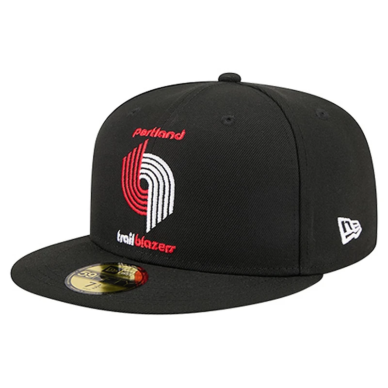 Casquette ajustée New Era 59FIFTY pour homme, logo principal Portland Trail Blazers, noire