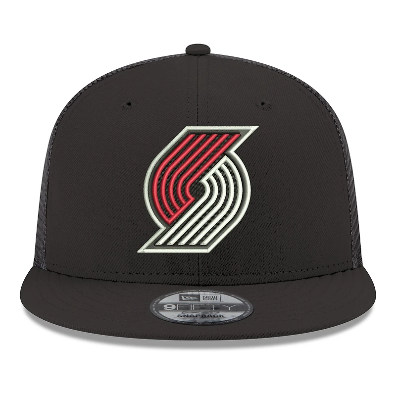 Men's New Era Black Portland Trail Blazers Core Logo Meshback 9FIFTY Snapback Hat