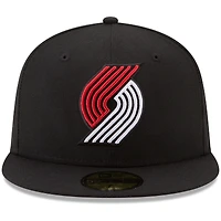 Casquette ajustée New Era 59FIFTY noire pour homme, couleur officielle de l'équipe des Portland Trail Blazers.