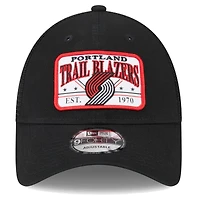 Men's New Era  Black Portland Trail Blazers Plate Oversized Patch Trucker 9FORTY Adjustable Hat