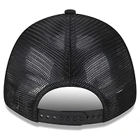 Men's New Era  Black Portland Trail Blazers Plate Oversized Patch Trucker 9FORTY Adjustable Hat