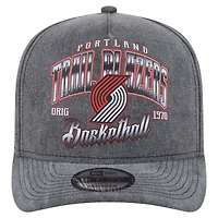 Men's New Era  Charcoal Portland Trail Blazers Throwback Washed Pre-Curved 9FIFTY Snapback Hat