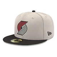 Casquette ajustée New Era 59FIFTY Chrome grise et noire pour homme, Portland Trail Blazers