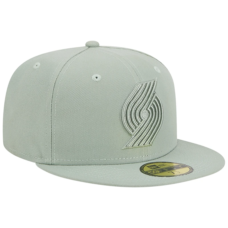Men's New Era Light Green Portland Trail Blazers Sage Color Pack 59FIFTY Fitted Hat