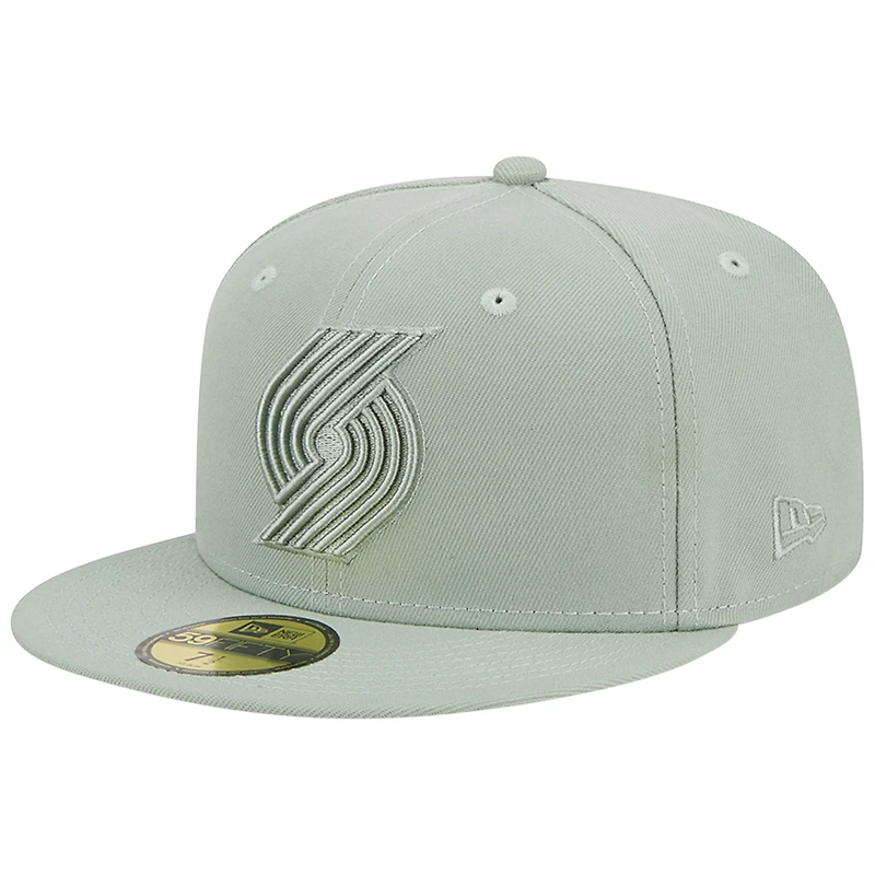 Men's New Era Light Green Portland Trail Blazers Sage Color Pack 59FIFTY Fitted Hat