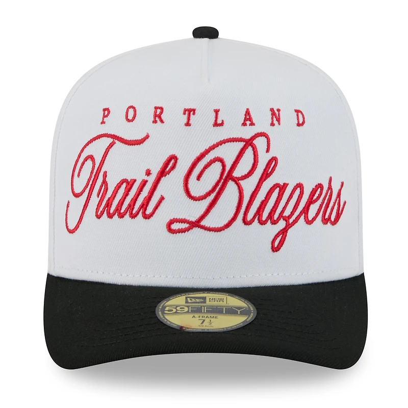 Men's New Era White/Black Portland Trail Blazers 2025 NBA Draft A-Frame 59FIFTY Fitted Hat