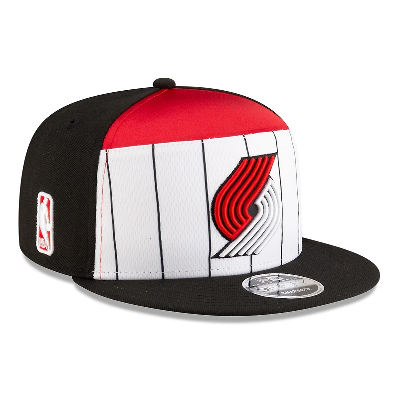 Men's New Era  White/Black Portland Trail Blazers 2025 NBA Tip Off Split Panel 9FIFTY Snapback Hat