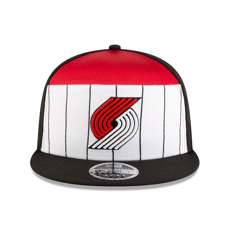 Men's New Era  White/Black Portland Trail Blazers 2025 NBA Tip Off Split Panel 9FIFTY Snapback Hat