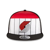 Men's New Era  White/Black Portland Trail Blazers 2025 NBA Tip Off Split Panel 9FIFTY Snapback Hat