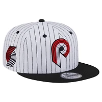Men's New Era  White Portland Trail Blazers Deceptor Pinstripe 9FIFTY Snapback Hat