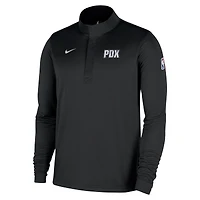 Haut Nike noir Portland Trail Blazers City Edition Remix Authentic Coaches Dri-FIT à demi-zip pour homme