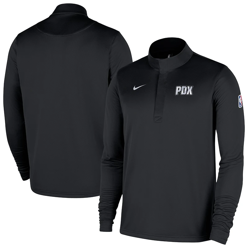 Men's Nike Black Portland Trail Blazers 2025/26 City Edition Remix Authentic Coaches Dri-FIT Half-Zip Top