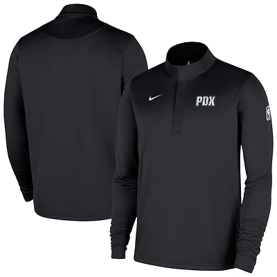 Men's Nike Black Portland Trail Blazers 2025/26 City Edition Remix Authentic Coaches Dri-FIT Half-Zip Top