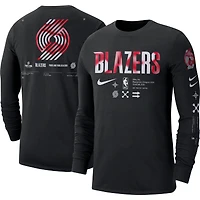 T-shirt à manches longues Nike Portland Trail Blazers Essential Air Traffic Control pour homme, noir