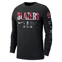 T-shirt à manches longues Nike Portland Trail Blazers Essential Air Traffic Control pour homme, noir
