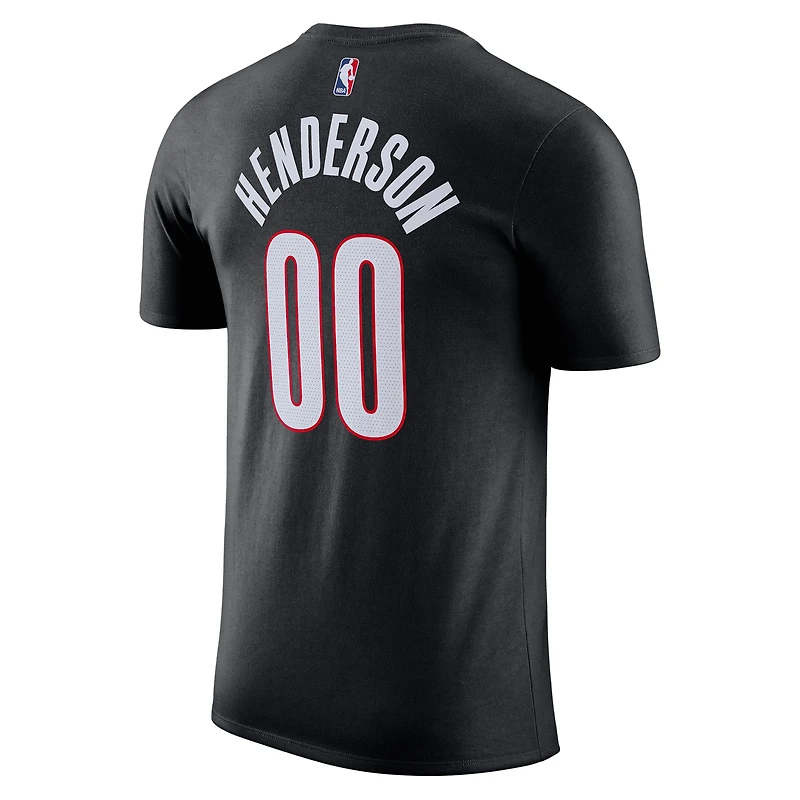 T-shirt Nike Scoot Henderson pour homme, noir, avec nom et numéro des Portland Trail Blazers Icon Edition