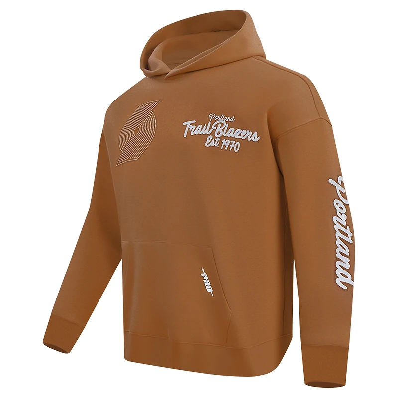 Men's Pro Standard Brown Portland Trail Blazers Paint the City Drop Shoulder Pullover Hoodie