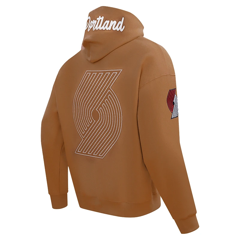 Men's Pro Standard Brown Portland Trail Blazers Paint the City Drop Shoulder Pullover Hoodie