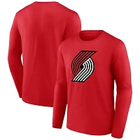 Men's  Red Portland Trail Blazers Primary Logo Long Sleeve T-Shirt
