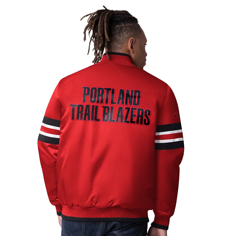 Veste en satin rouge à boutons-pression Scout Varsity des Portland Trail Blazers pour homme