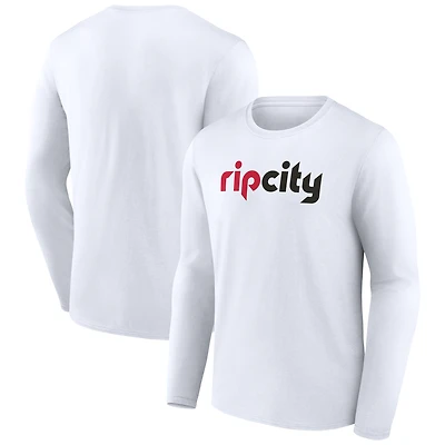 Men's  White Portland Trail Blazers Alternate Logo Long Sleeve T-Shirt